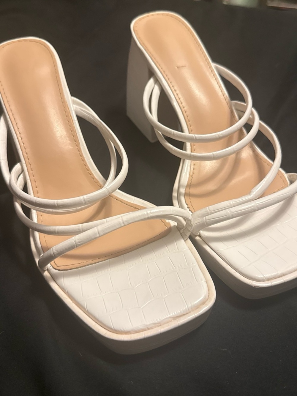 White Strappy Block Heel Sandals for Women